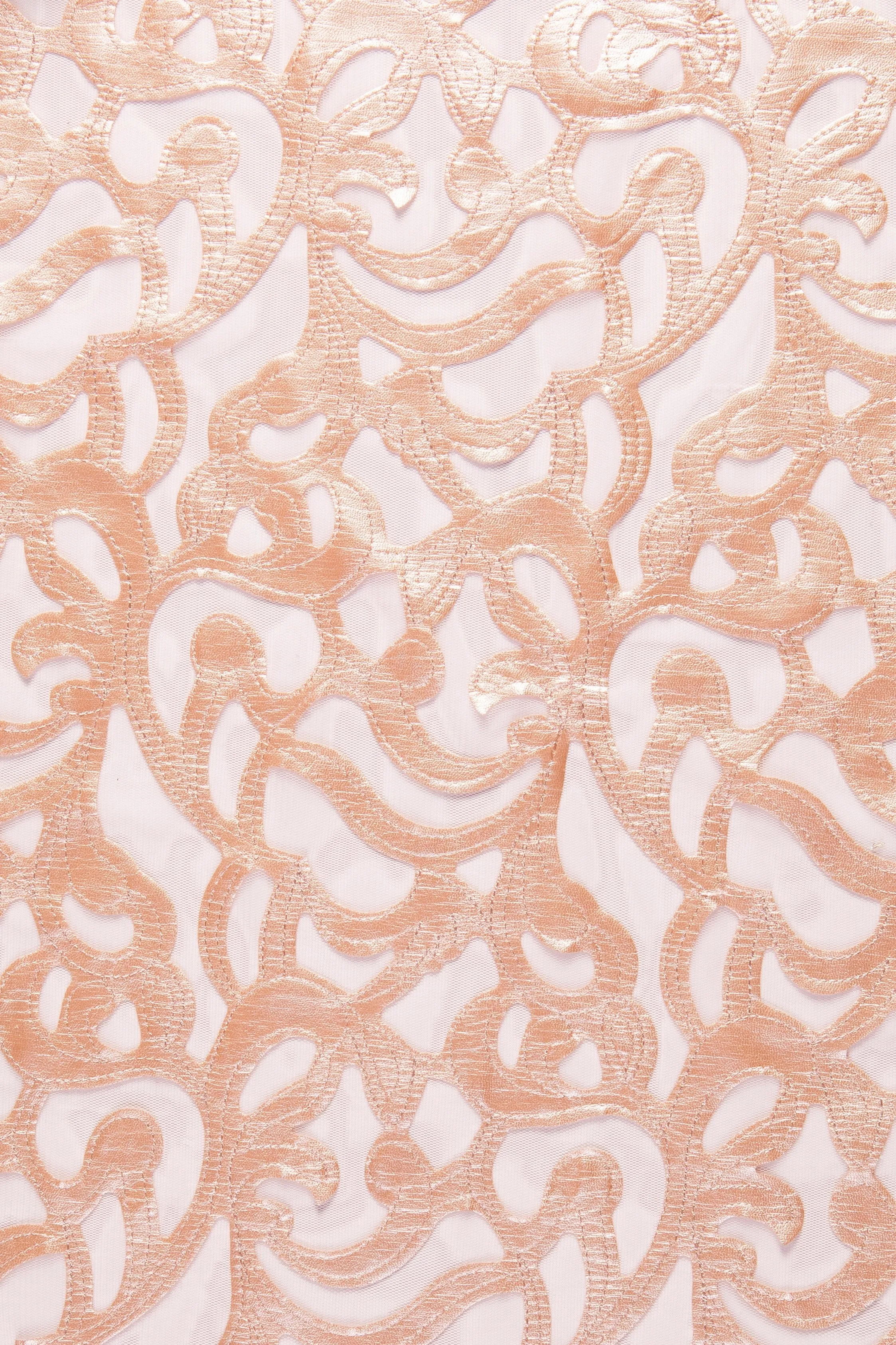Laser Cut Faux Leather Embroidery Mesh Tulle Fabric