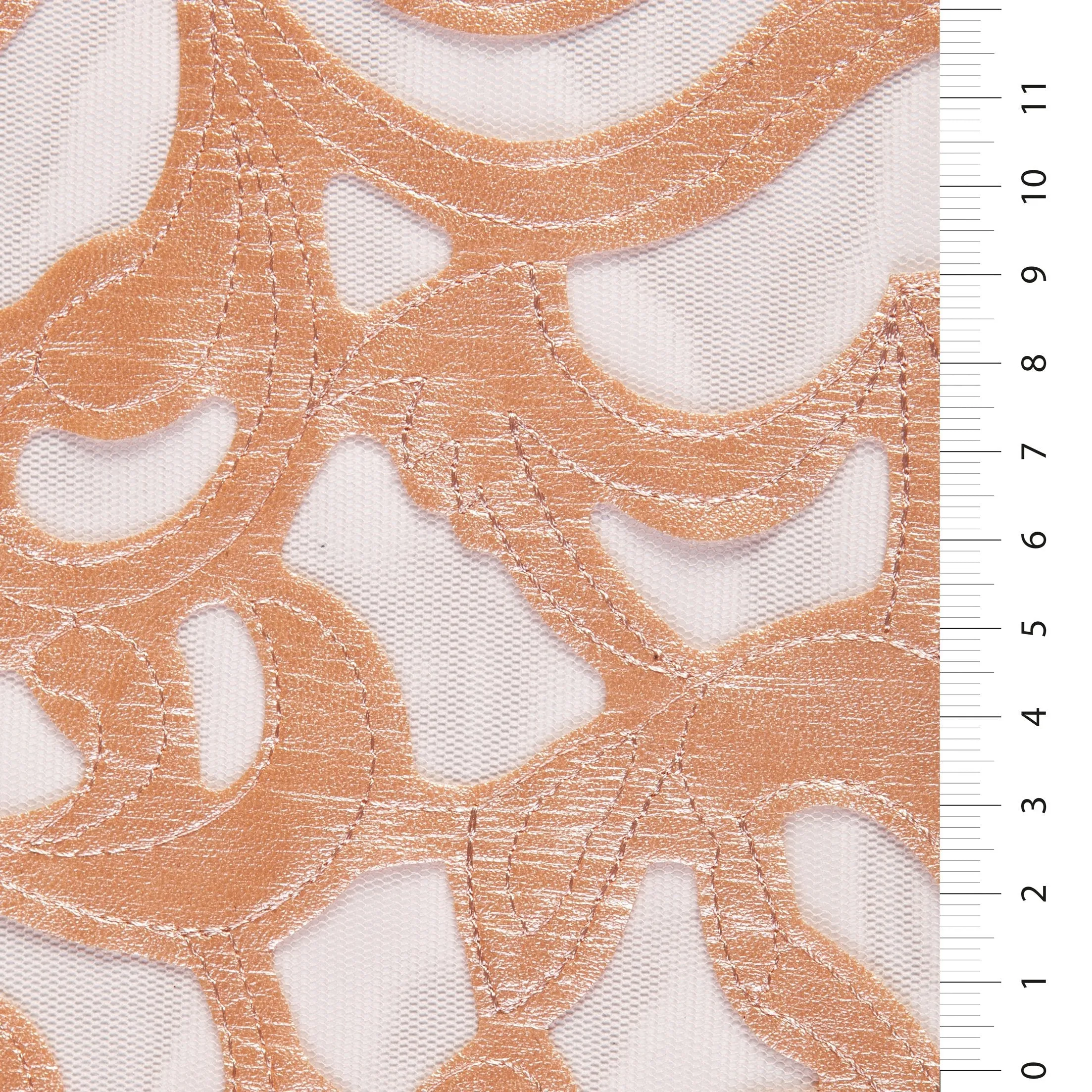Laser Cut Faux Leather Embroidery Mesh Tulle Fabric