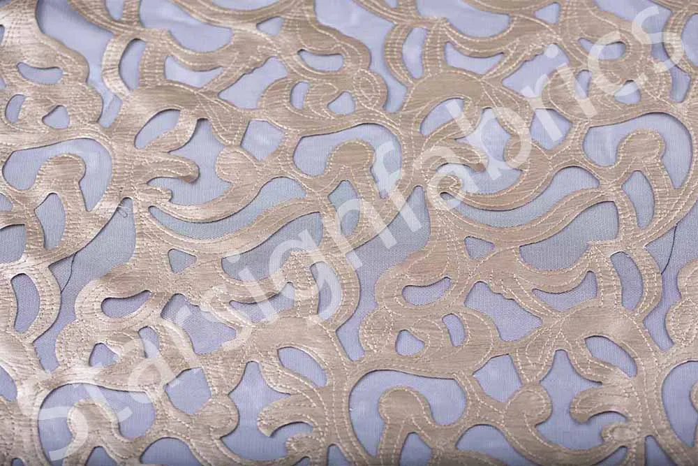 Laser Cut Faux Leather Embroidery Mesh Tulle Fabric