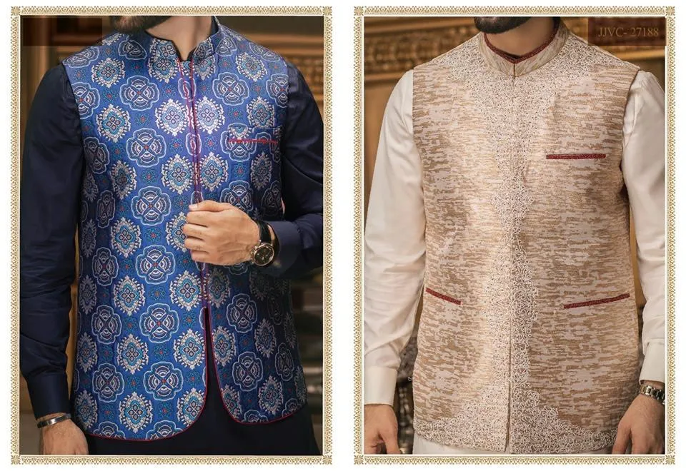 Latest Mens Embroidered Waistcoat Dark Light color - Men17