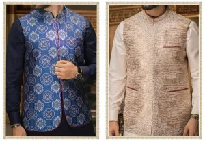Latest Mens Embroidered Waistcoat Dark Light color - Men17