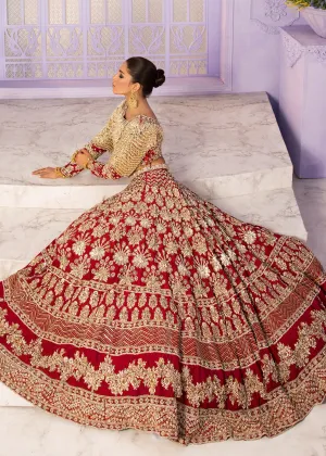 Latest Pakistani Embroidered bridal outfit 2020 in red color # B3467