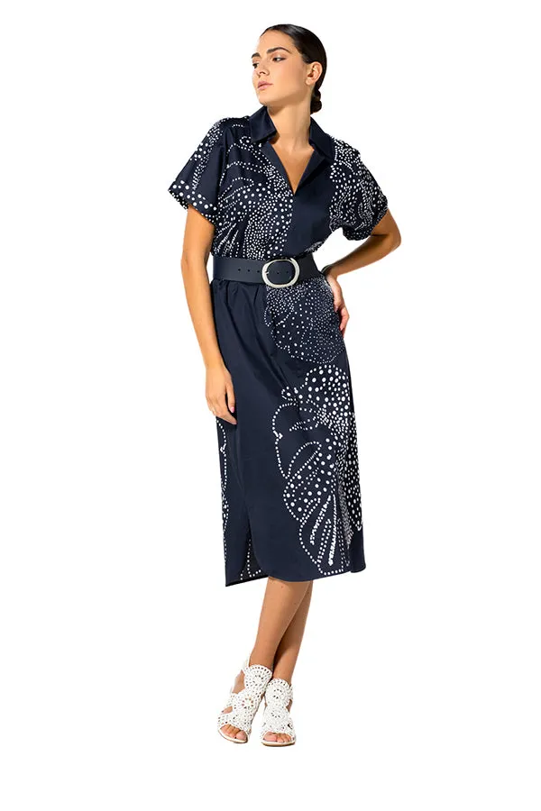 LEAF DETAIL COTTON DRESS