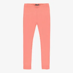 Legging long corail en tricot côtelé, enfant || Coral long legging in ribbed knit, child