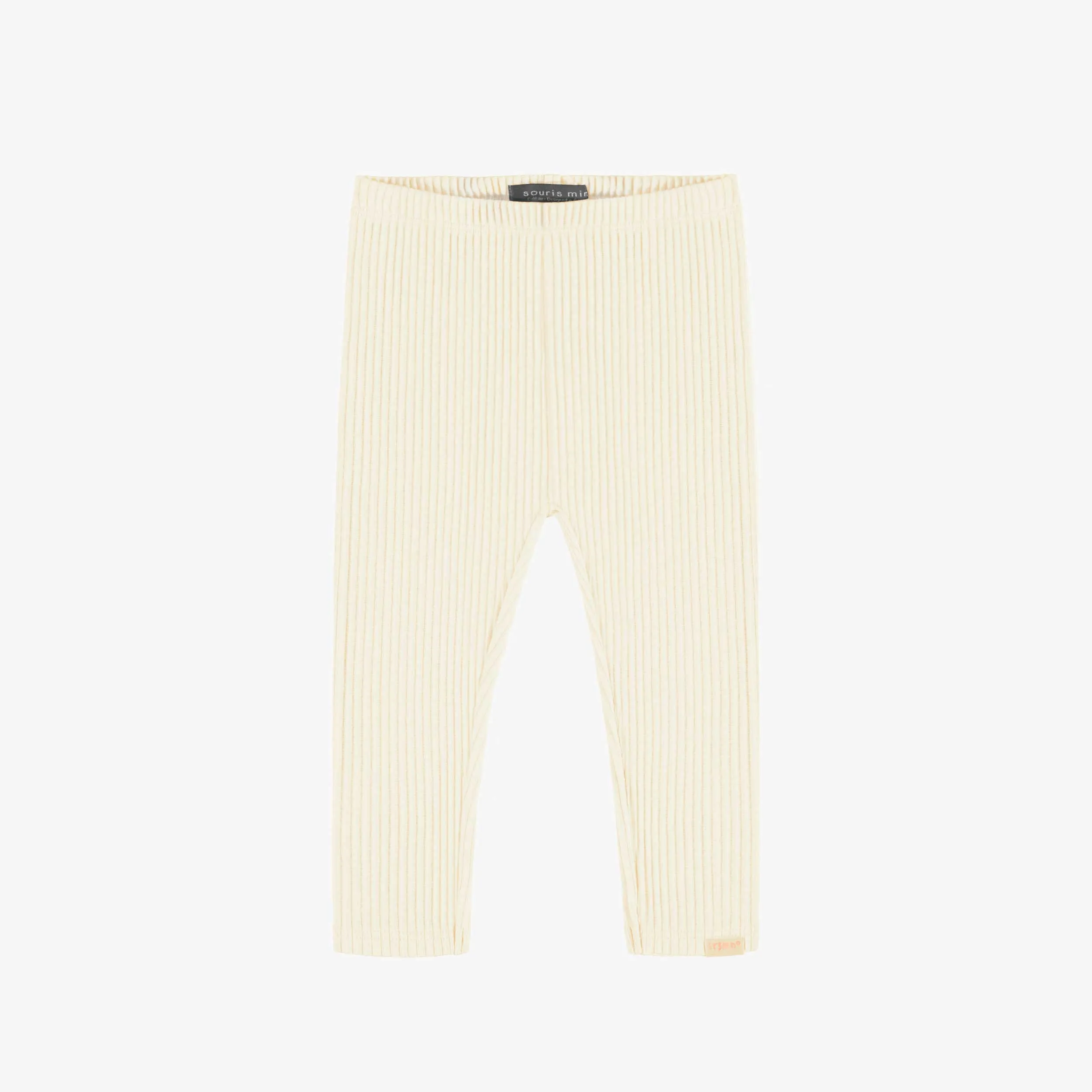 Legging long en tricot côtelé crème, bébé || Cream ribbed knit long legging, baby