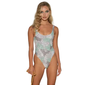 Leilani Power Mesh Tonal Sequin Swimsuit
