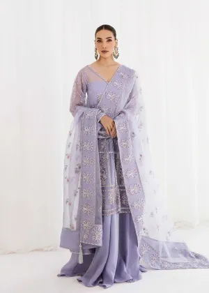Lilac Embroidered Pakistani Wedding Dress in Kameez Gharara Style