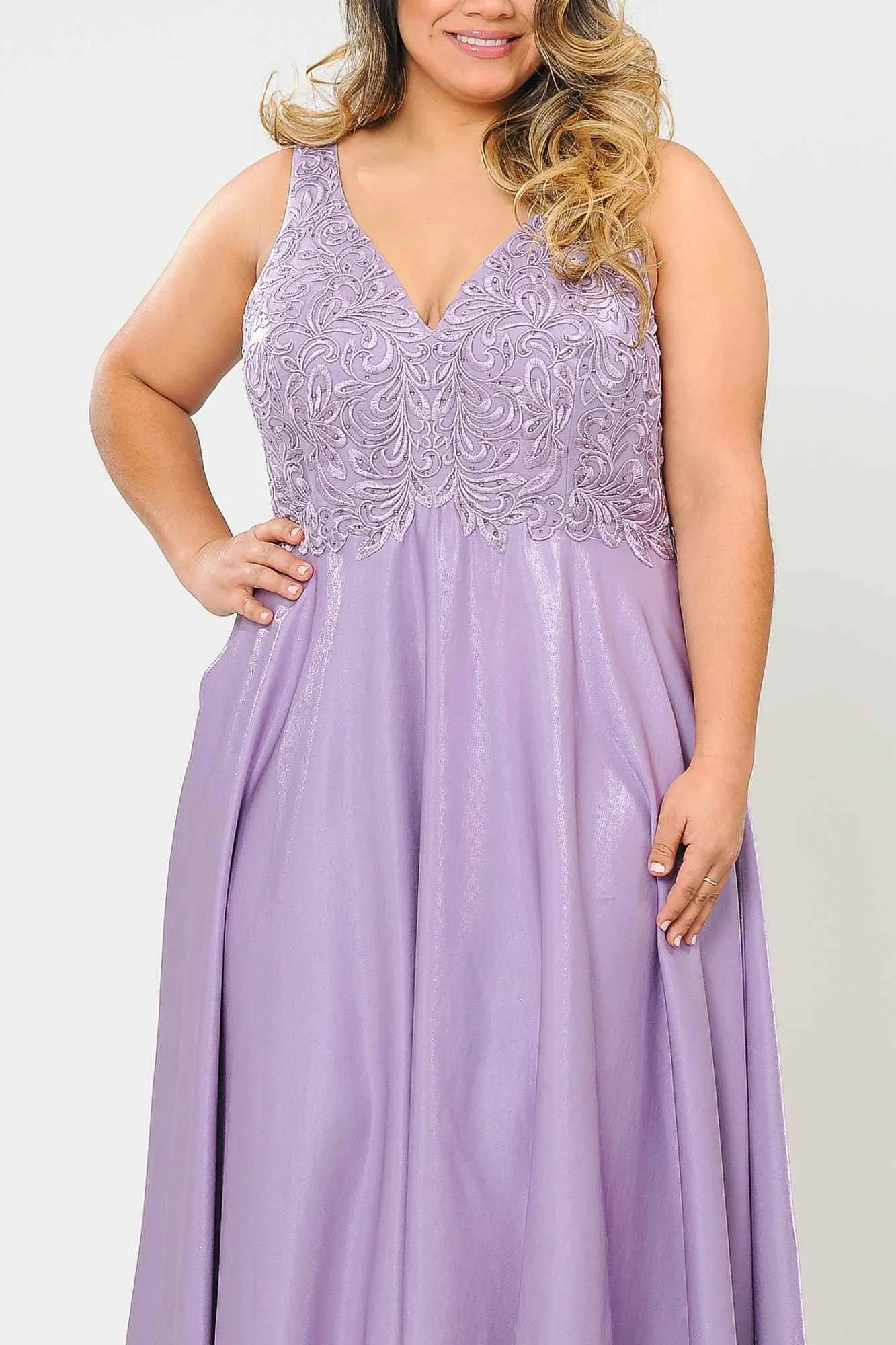 Lindas W1074 Floor Length Embroidery A-Line Plus Size Ball Gown Dress