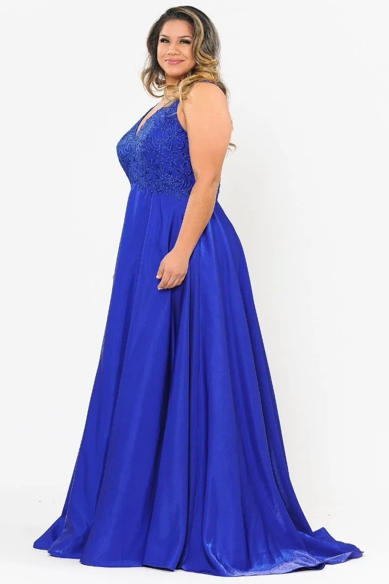 Lindas W1074 Floor Length Embroidery A-Line Plus Size Ball Gown Dress