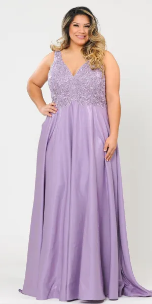 Lindas W1074 Floor Length Embroidery A-Line Plus Size Ball Gown Dress