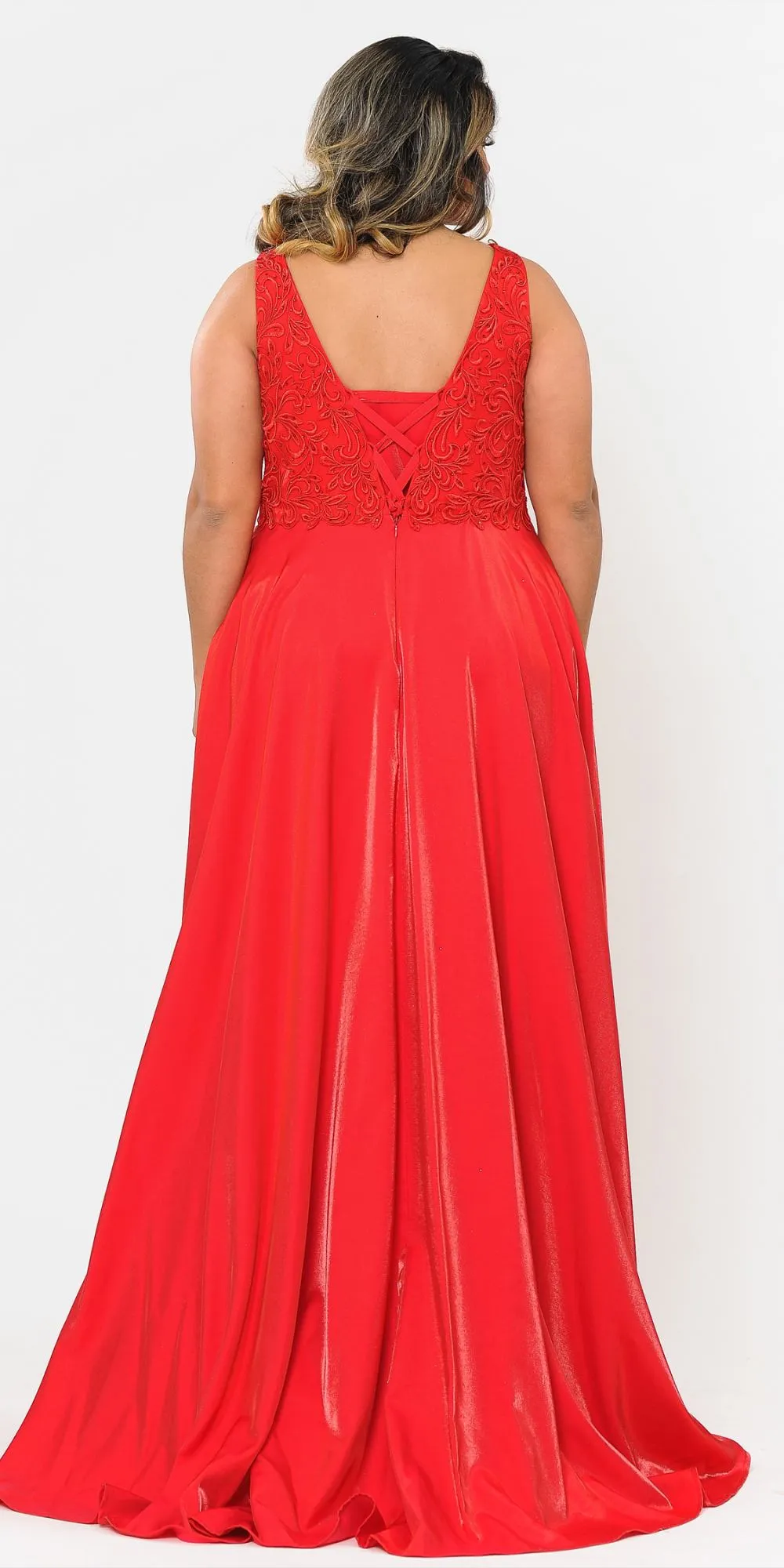 Lindas W1074 Floor Length Embroidery A-Line Plus Size Ball Gown Dress