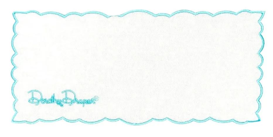 Linen Cocktail Napkin ~ Embroidered Dorothy Draper Aqua