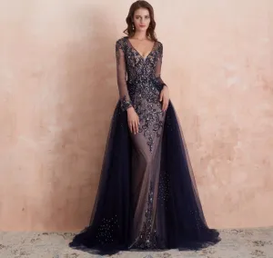 Long Elegant Formal Dresses Long Sleeve Gown