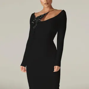 Long Sleeve Sequined Midi Bandage Dress PP21613