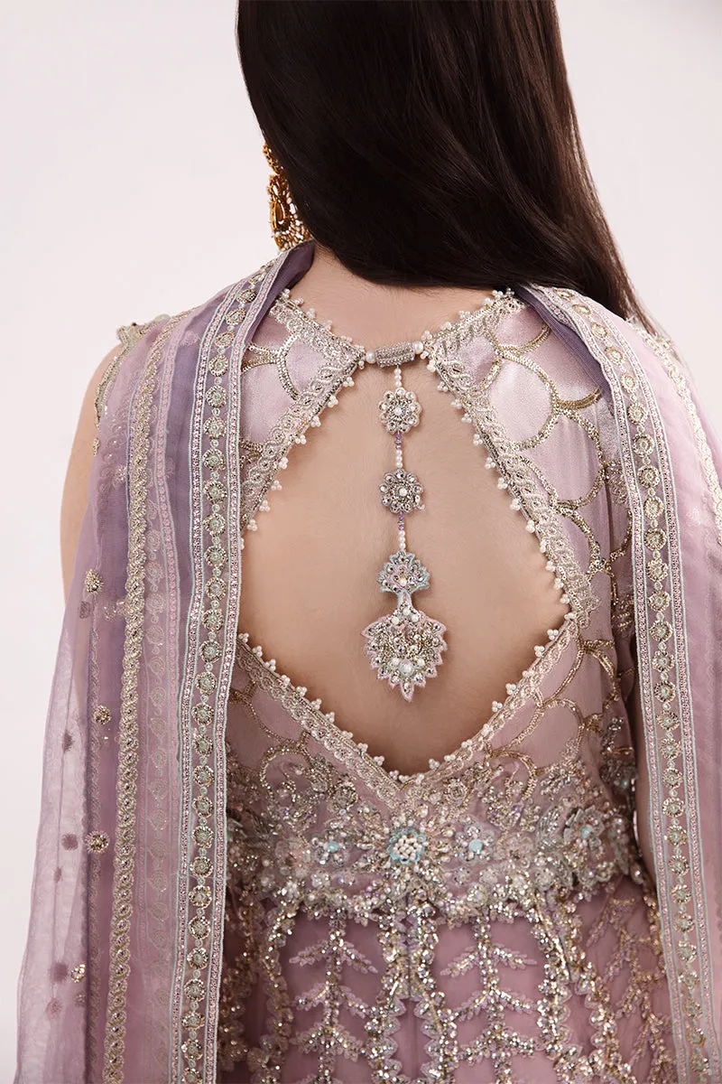 Luxury Lilac Embroidered Pakistani Wedding Dress in Frock Sharara Style