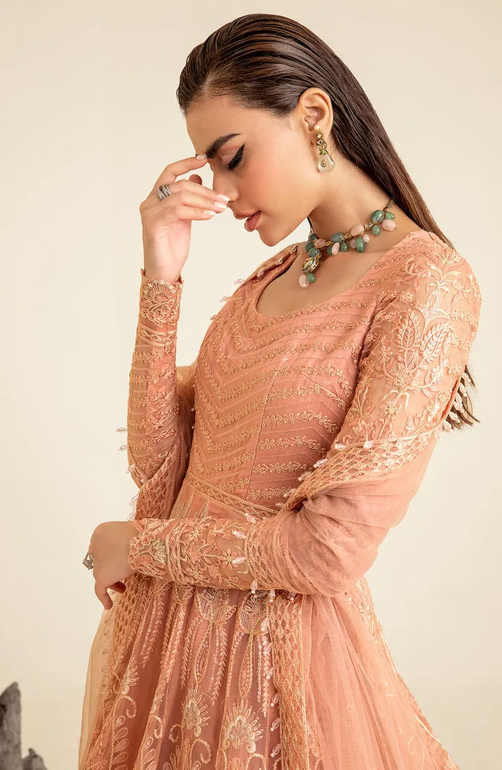 Luxury Tea Pink Embroidered Pakistani Wedding Dress Pishwas Frock