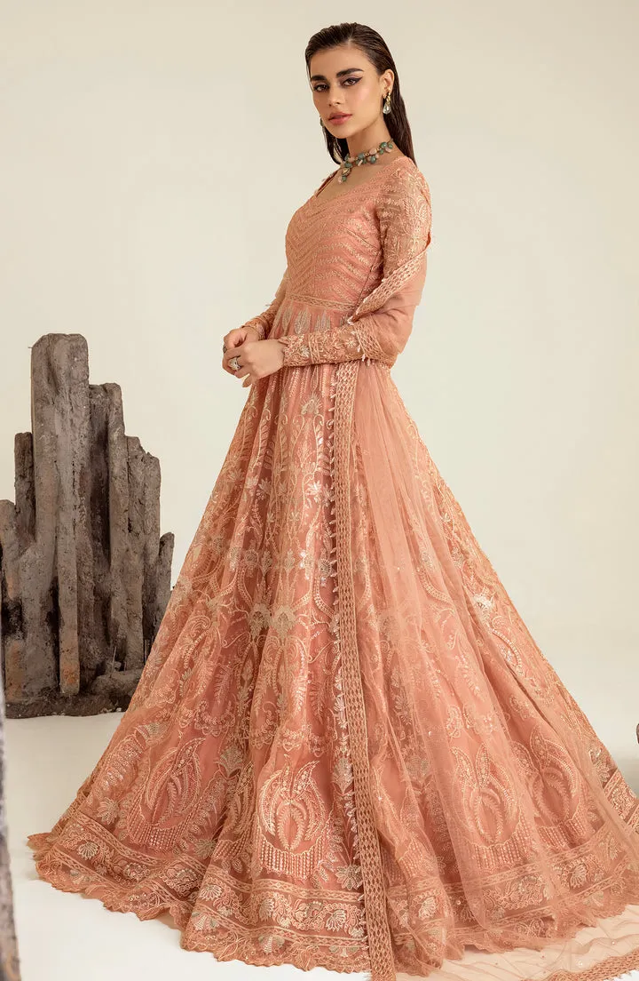 Luxury Tea Pink Embroidered Pakistani Wedding Dress Pishwas Frock