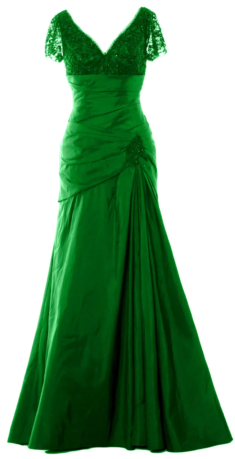 MACloth Mother of Bride Dresses Mermaid Short Sleeves Evening Party Formal Gown