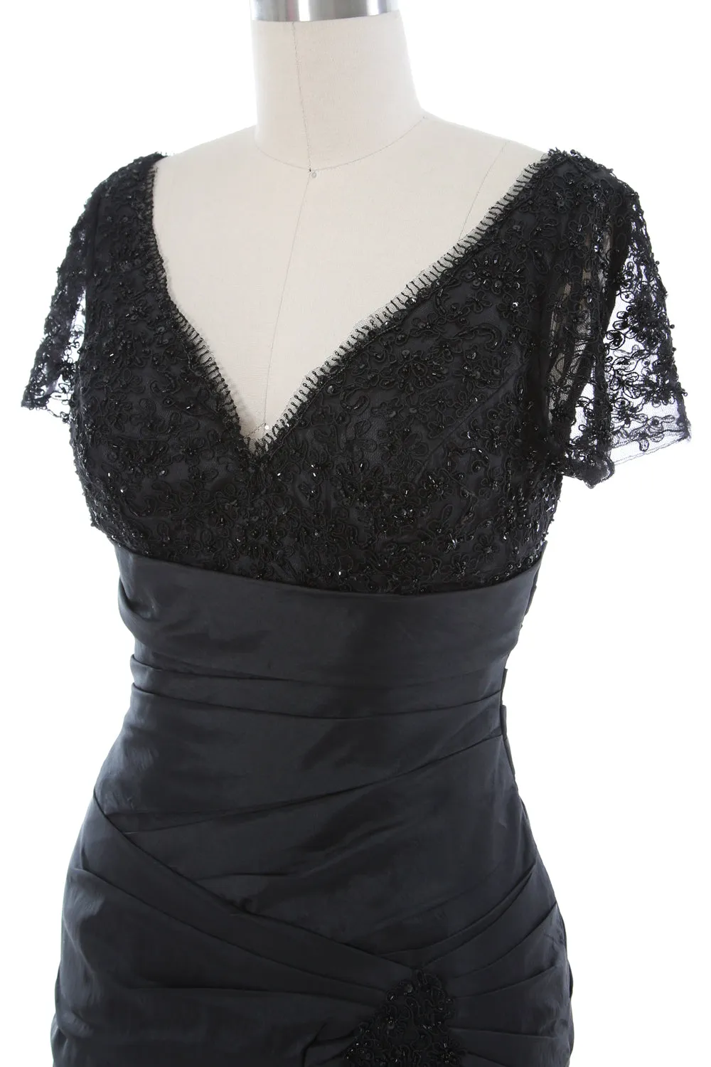 MACloth Mother of Bride Dresses Mermaid Short Sleeves Evening Party Formal Gown
