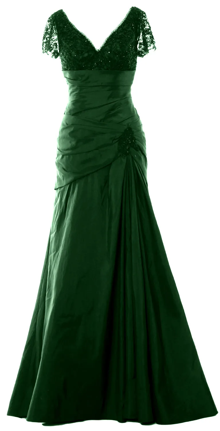MACloth Mother of Bride Dresses Mermaid Short Sleeves Evening Party Formal Gown