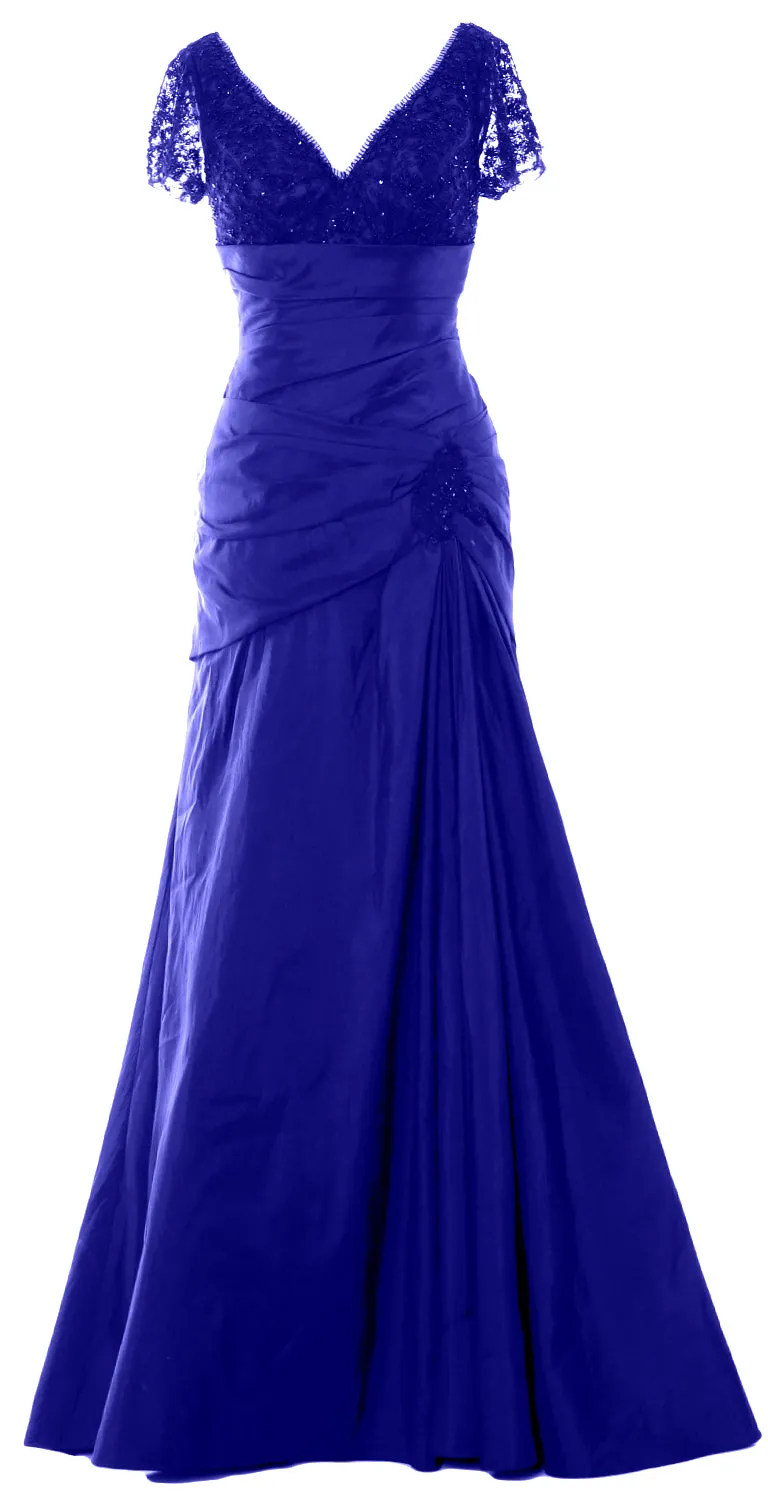 MACloth Mother of Bride Dresses Mermaid Short Sleeves Evening Party Formal Gown