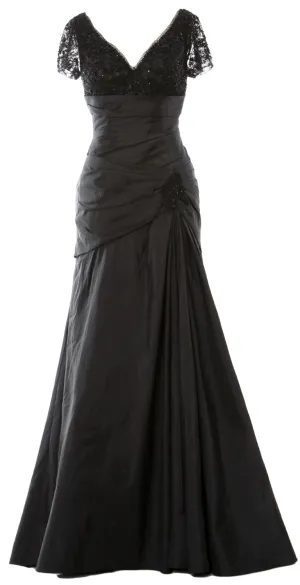MACloth Mother of Bride Dresses Mermaid Short Sleeves Evening Party Formal Gown