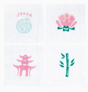 Mahjong Embroidered Cocktail Napkin Set