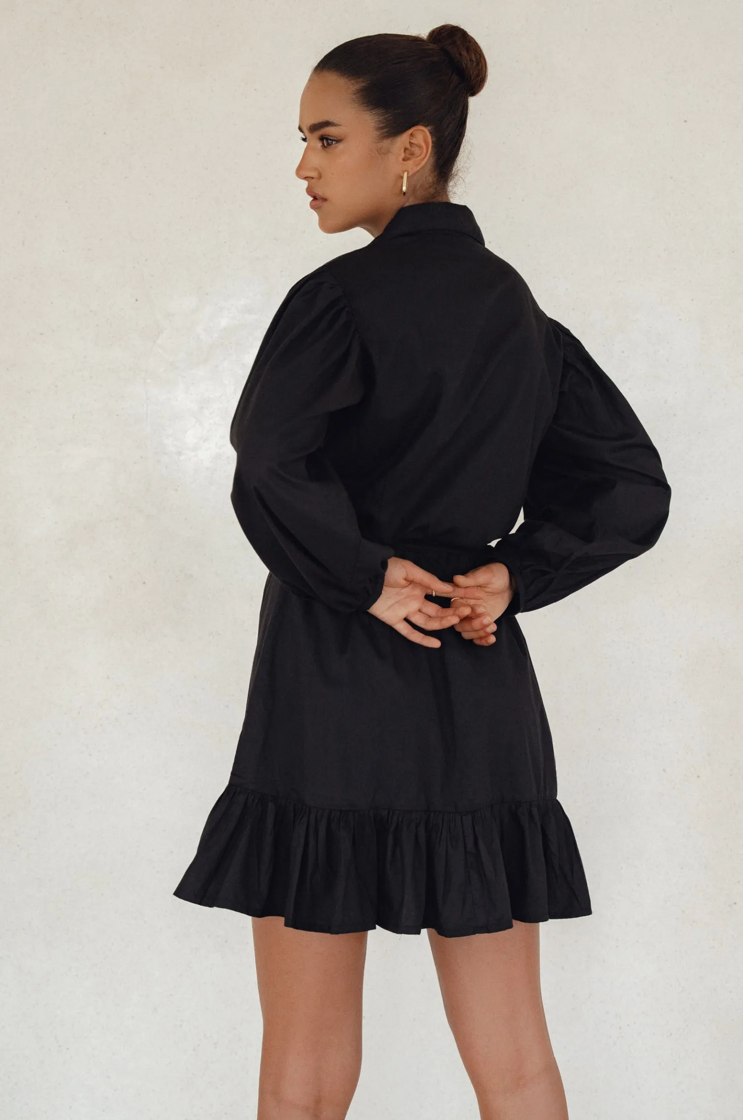Malina Button Down Cotton Mini Dress 9Sale)