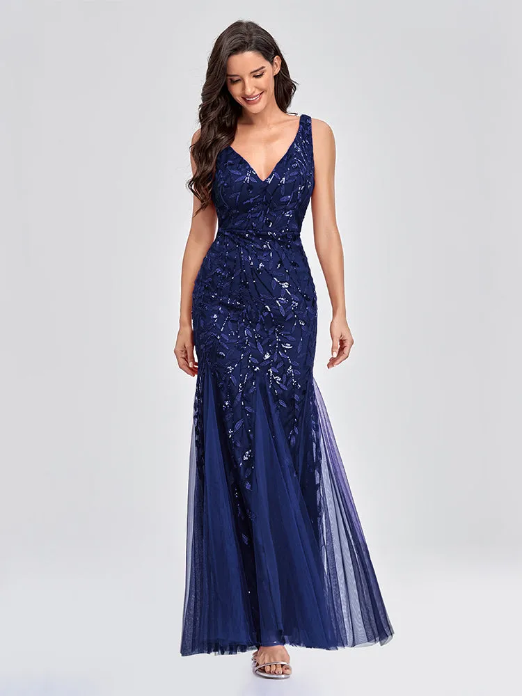 Mermaid Cocktail Party Dresses for Women Sleeveless Sequins Prom Dresses