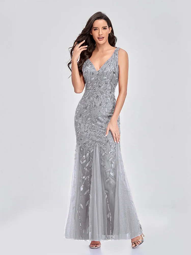 Mermaid Cocktail Party Dresses for Women Sleeveless Sequins Prom Dresses
