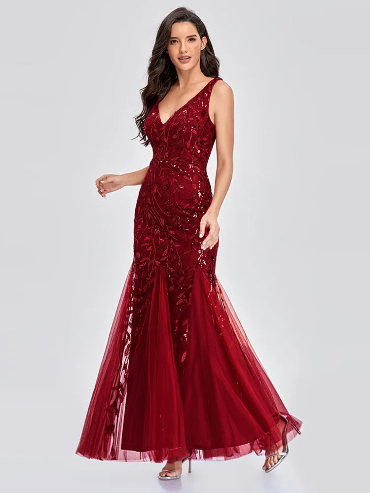 Mermaid Cocktail Party Dresses for Women Sleeveless Sequins Prom Dresses