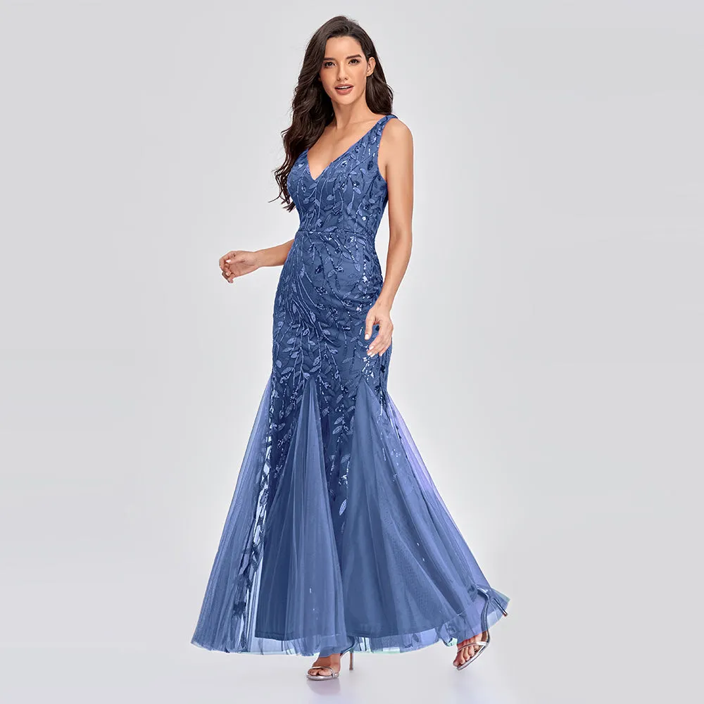 Mermaid Cocktail Party Dresses for Women Sleeveless Sequins Prom Dresses