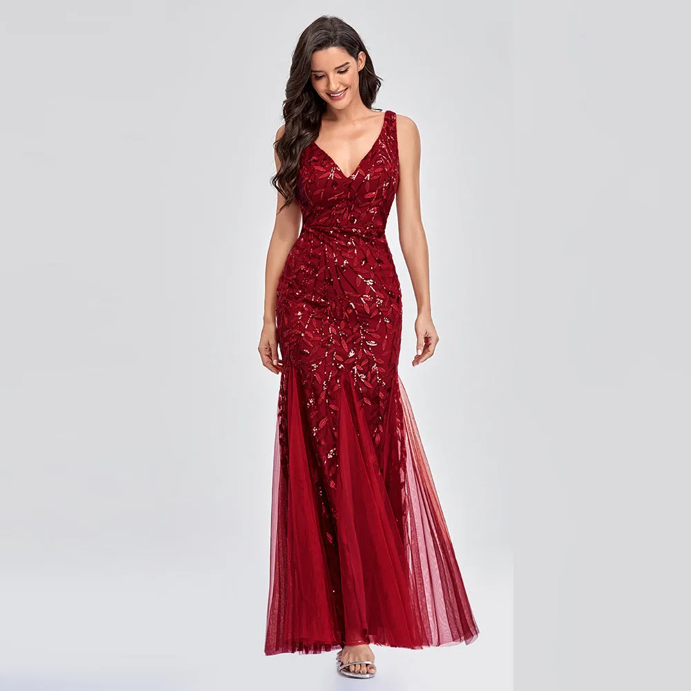 Mermaid Cocktail Party Dresses for Women Sleeveless Sequins Prom Dresses