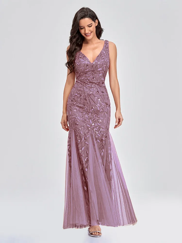 Mermaid Cocktail Party Dresses for Women Sleeveless Sequins Prom Dresses