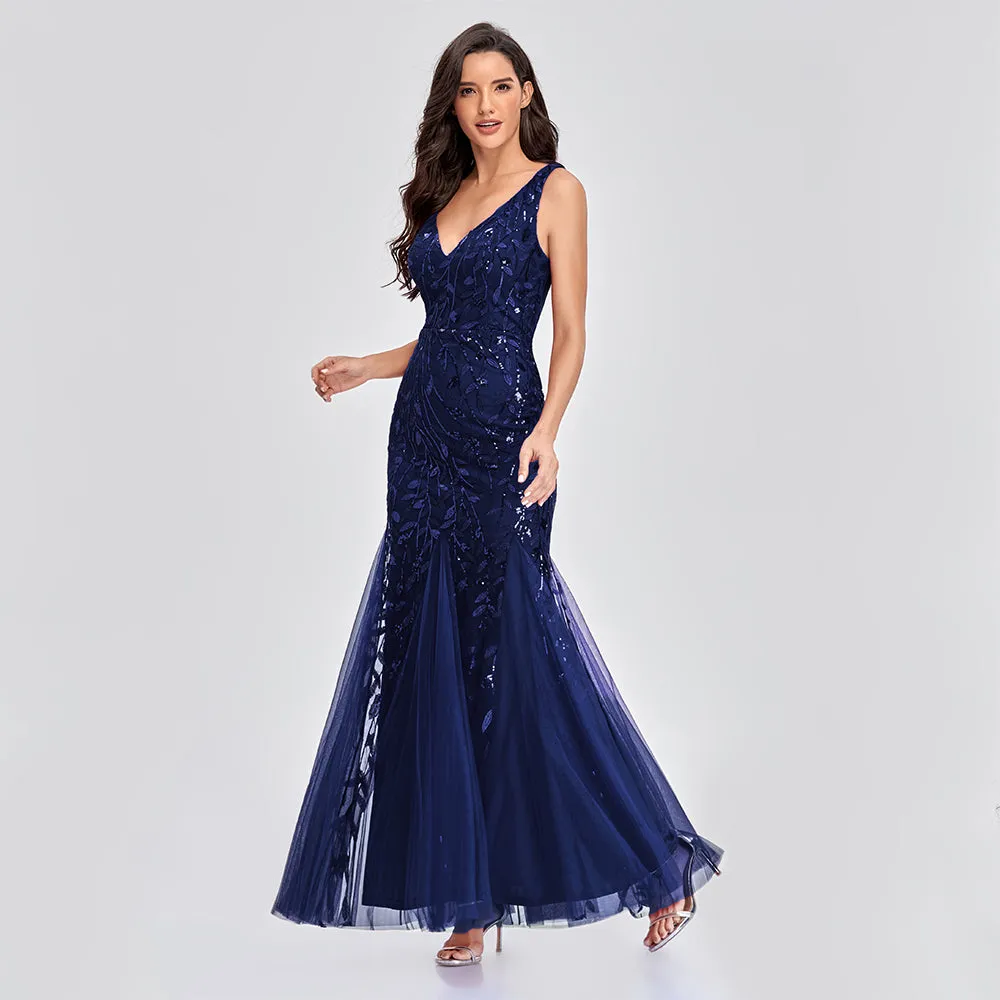 Mermaid Cocktail Party Dresses for Women Sleeveless Sequins Prom Dresses