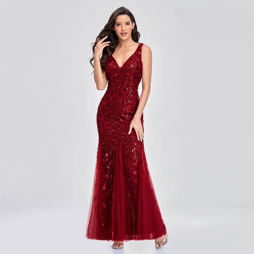 Mermaid Cocktail Party Dresses for Women Sleeveless Sequins Prom Dresses