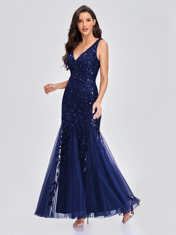 Mermaid Cocktail Party Dresses for Women Sleeveless Sequins Prom Dresses