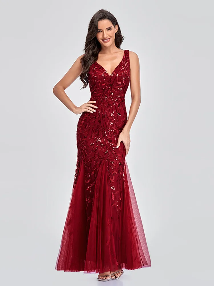 Mermaid Cocktail Party Dresses for Women Sleeveless Sequins Prom Dresses