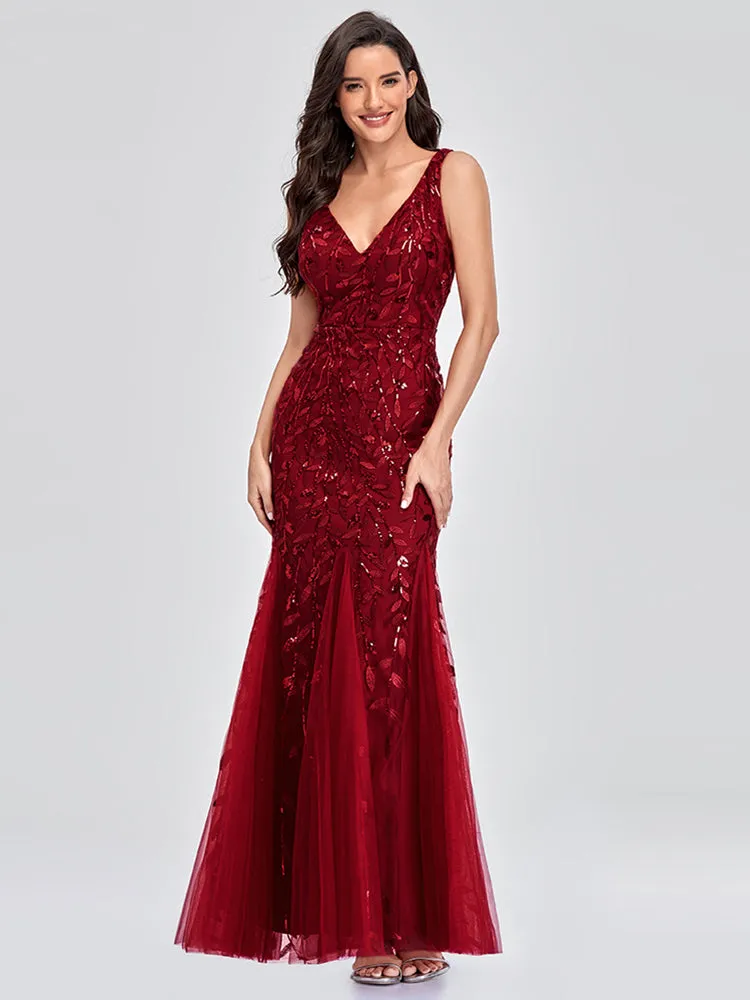 Mermaid Cocktail Party Dresses for Women Sleeveless Sequins Prom Dresses