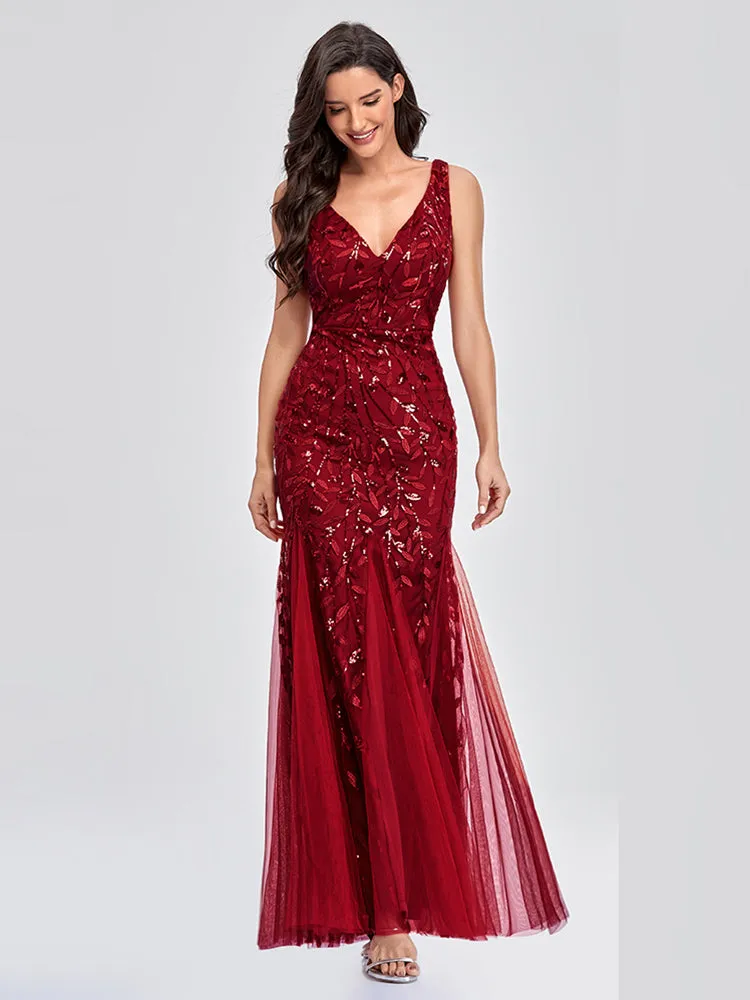 Mermaid Cocktail Party Dresses for Women Sleeveless Sequins Prom Dresses