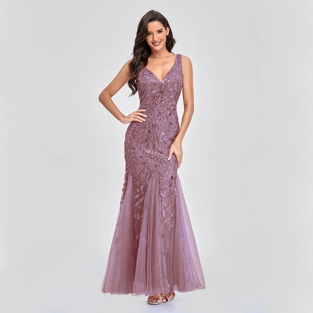 Mermaid Cocktail Party Dresses for Women Sleeveless Sequins Prom Dresses
