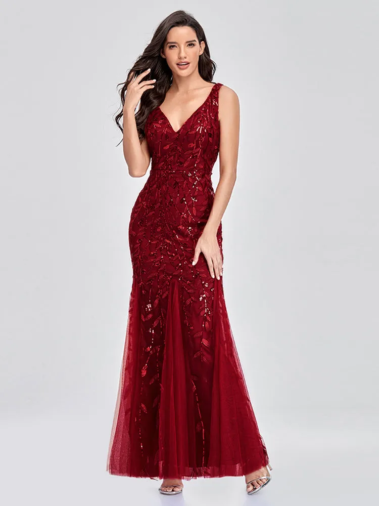 Mermaid Cocktail Party Dresses for Women Sleeveless Sequins Prom Dresses