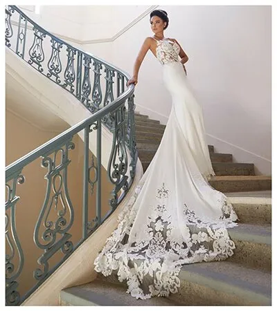 Mermaid Wedding Dress Sleeves Vintage Lace Sweetheart Neck Bridal Gown