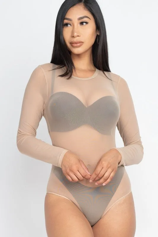 Mesh shirt Sheer blouse Long Sleeves Bodysuit (4 colors)