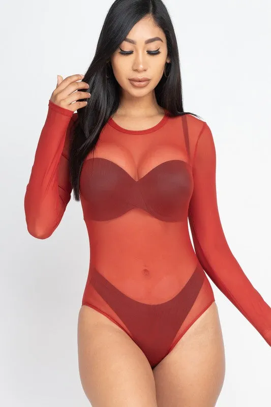 Mesh shirt Sheer blouse Long Sleeves Bodysuit (4 colors)