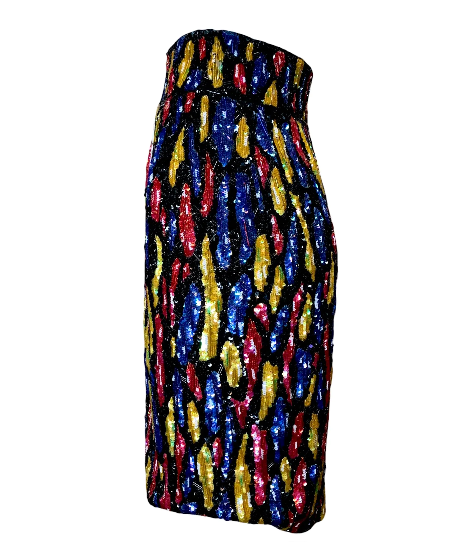 Mila Schon 80s Heavily Beaded and Sequined Cocktail Skirt