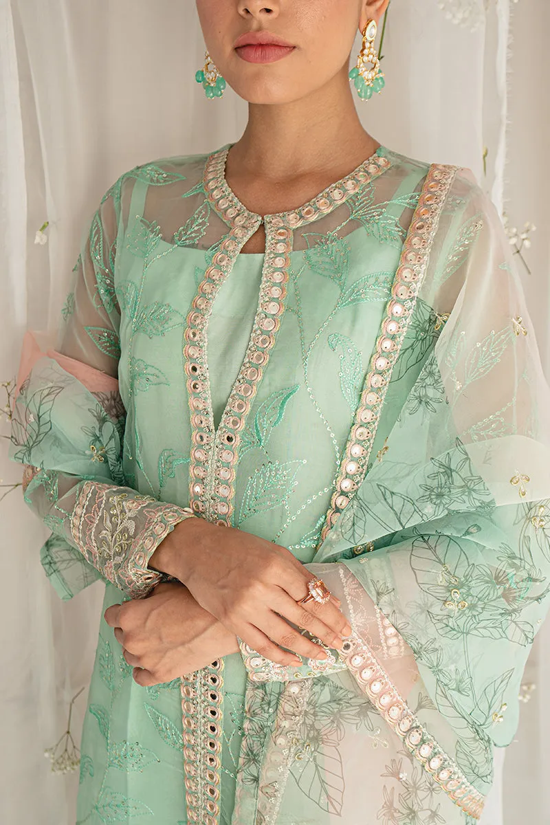 Mint Green Traditionally Embellished Pakistani Salwar Suit with Dupatta