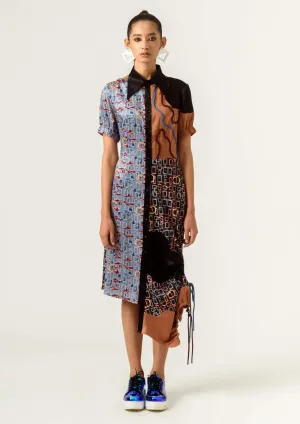 Multicolor half and half shirt-dress