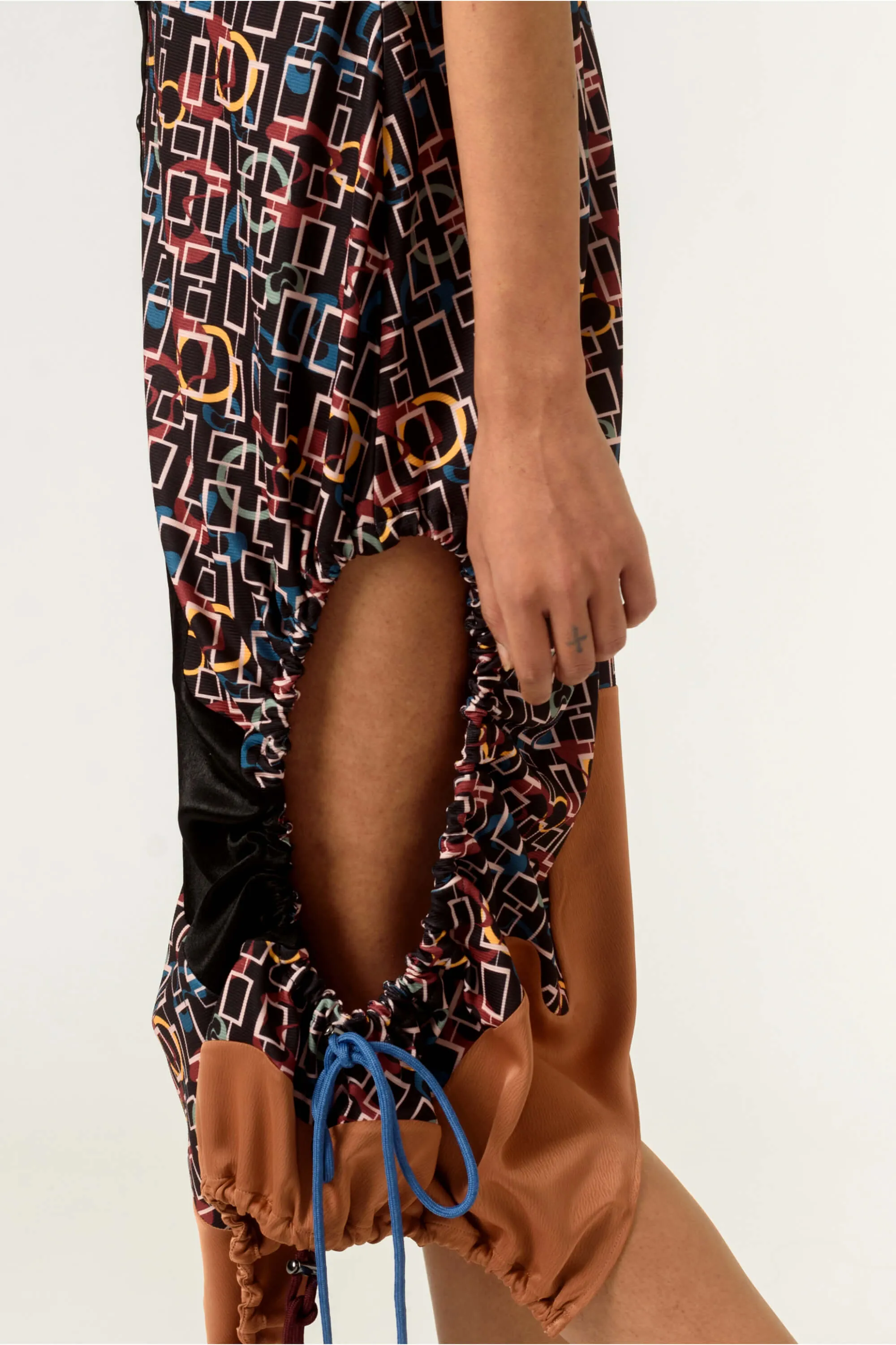 Multicolor half and half shirt-dress