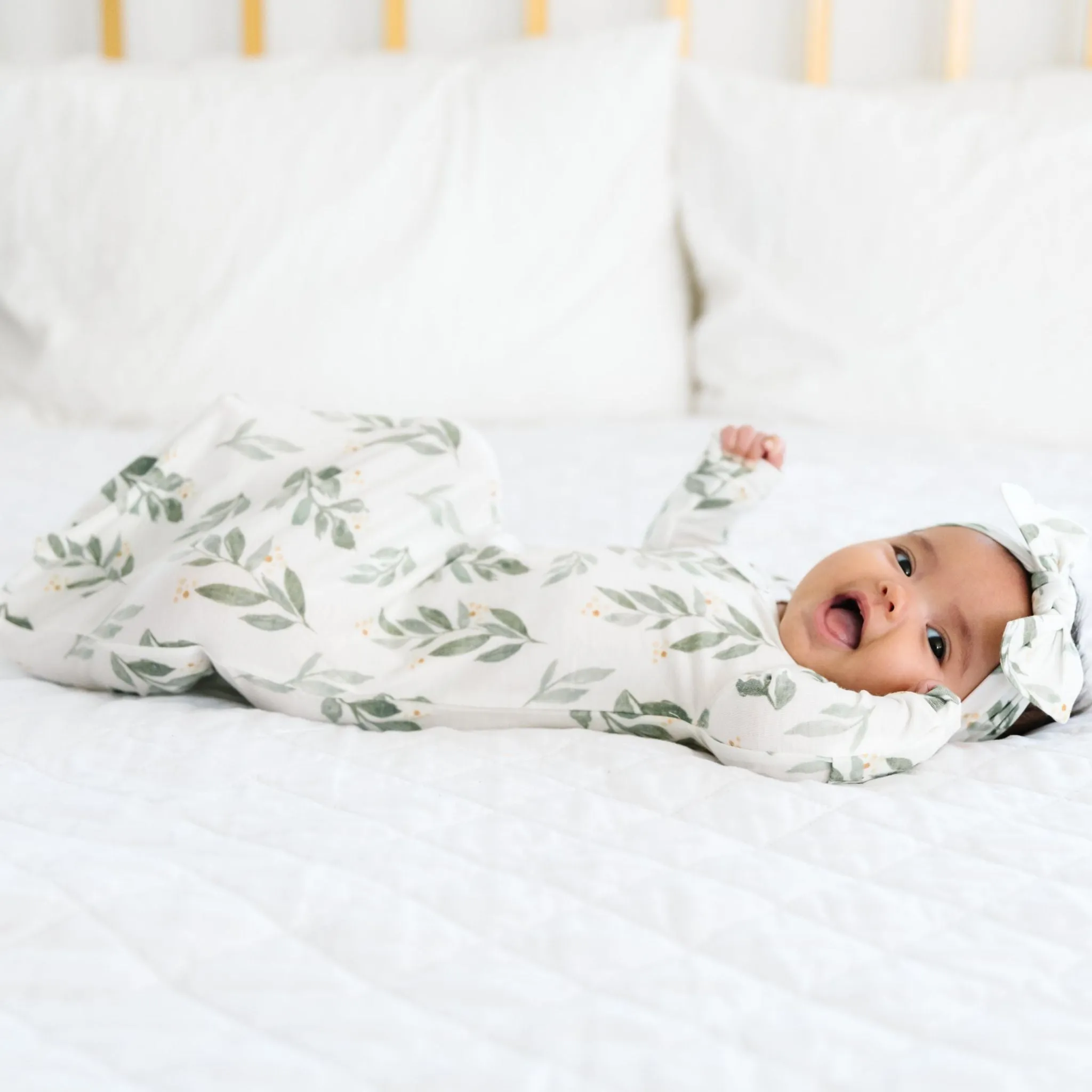 Newborn Knotted Gown - Fern